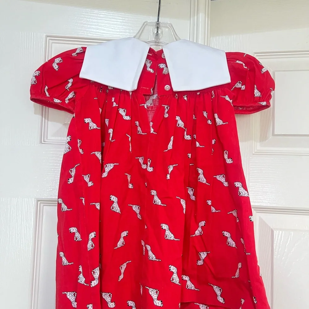 VNTG Girl's Dorissa II 80s Dogs All Over Print Red Dress Cape Size‎ 4T Holiday